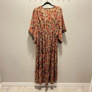 Anthropologie Me 2 Magic Paisley Print Boho Maxi Dress Sz L